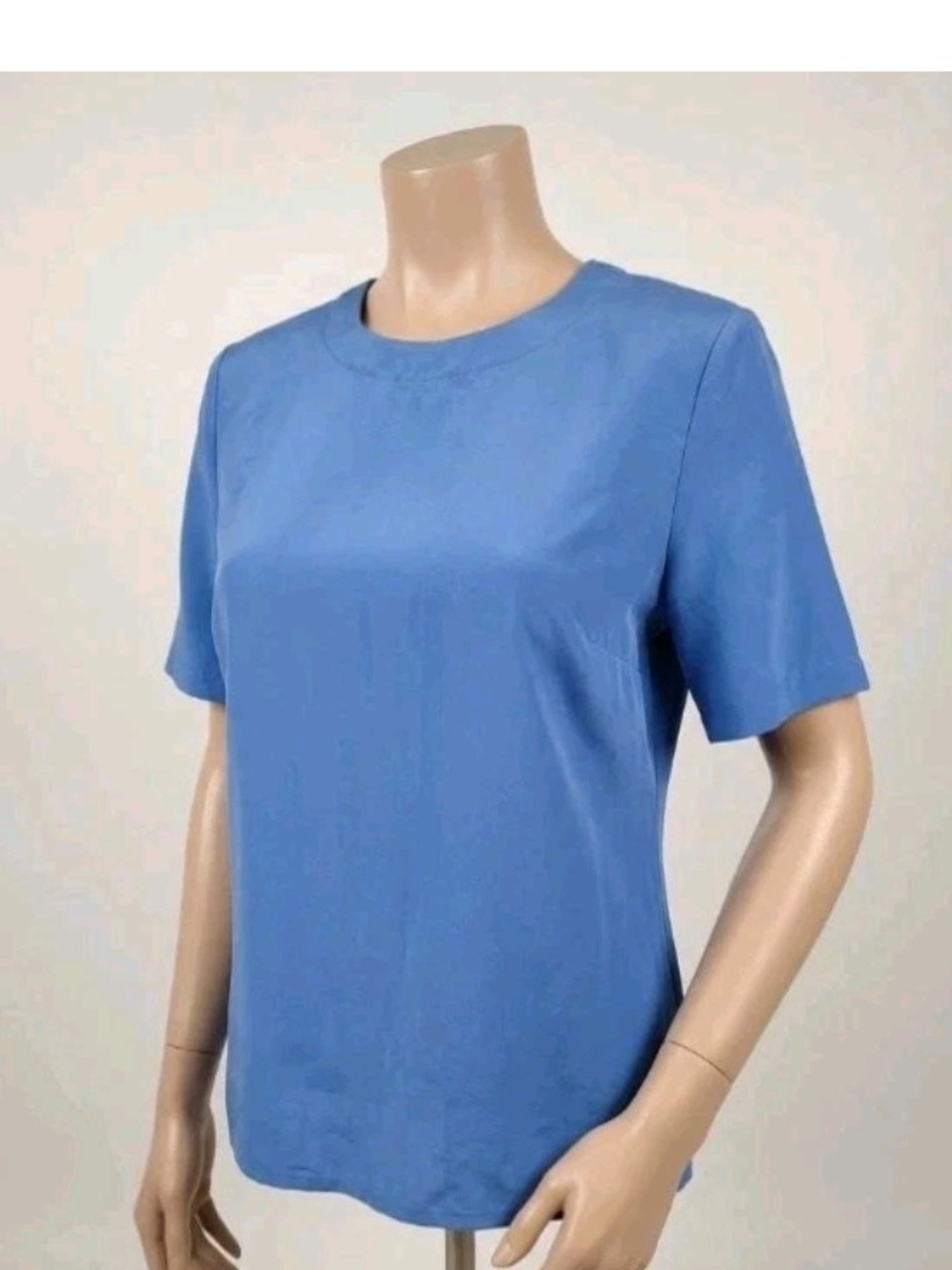 Worthington Blue Short-Sleeve Crewneck Blouse